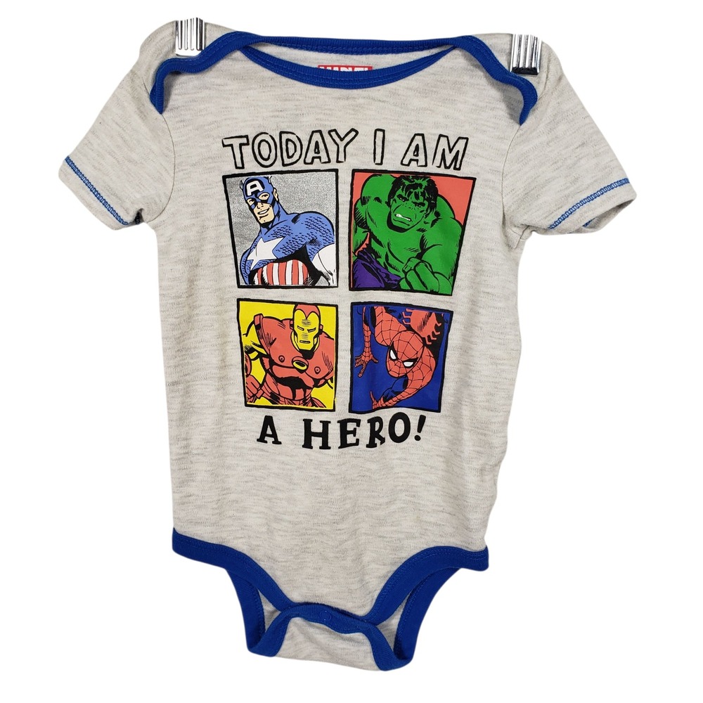 Marvel Comics Superhero Captain America Hulk Iron Man Spiderman‎ Shirt 18M